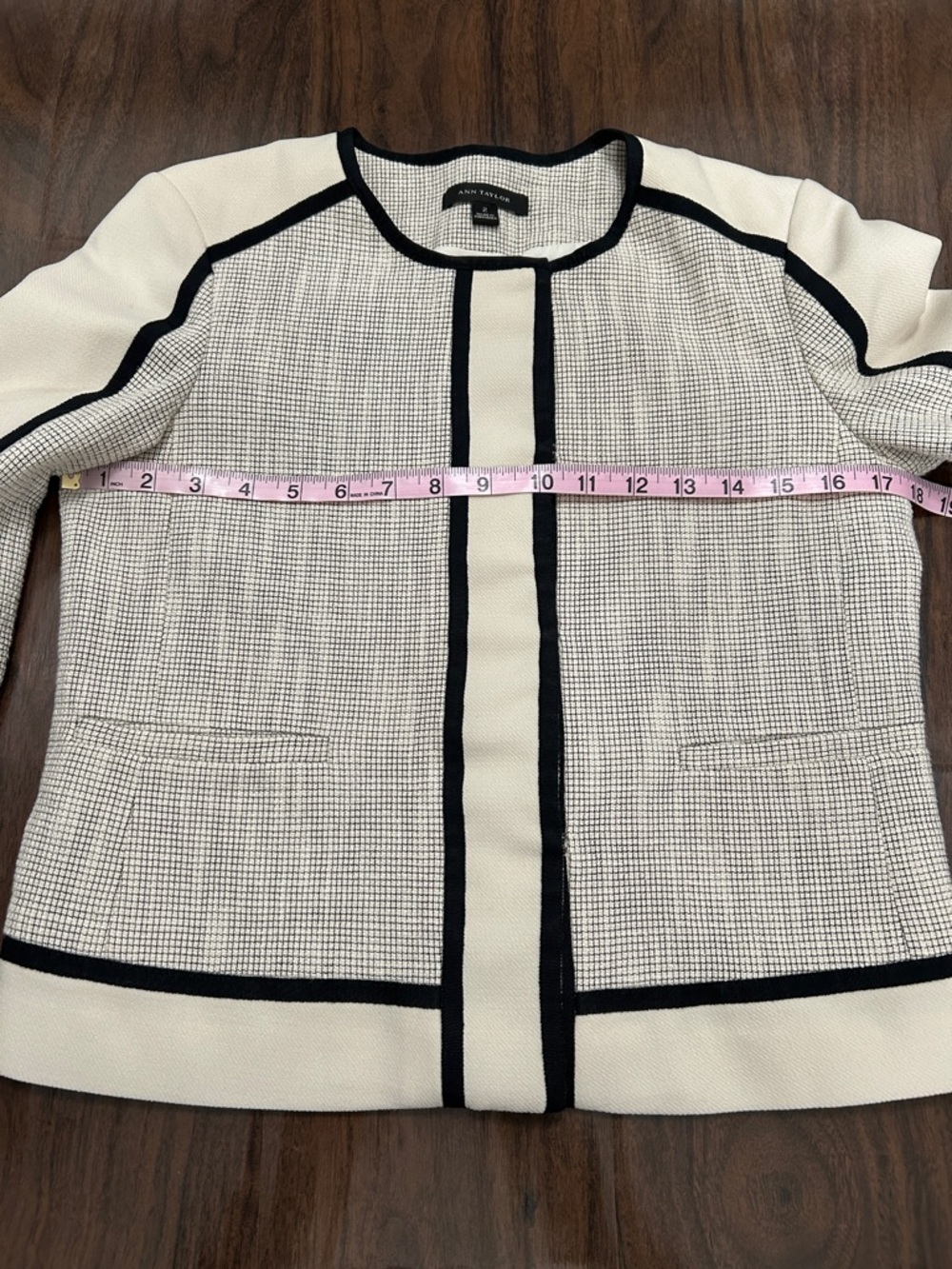 Ann Taylor Cream Colorblock Tweed Jacket and Skirt Suit Set - Picture 6 of 16
